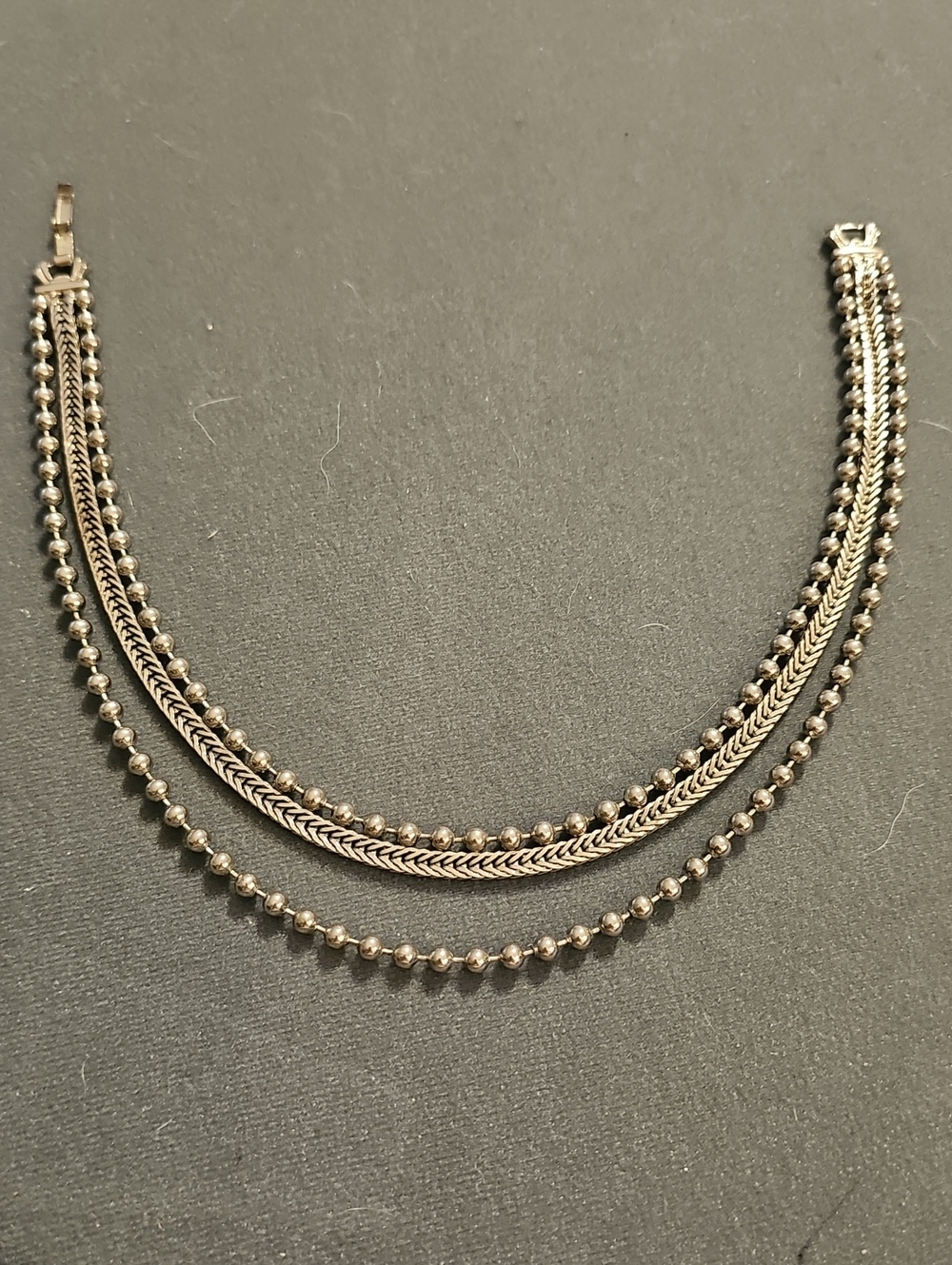 Unbranded Vintage Multi‎ Strand Bracelet Womens Size 7 Silver Ball Herringbone
